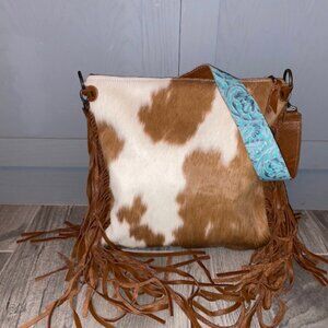 Brand New Cowhide and Leather Wynonna Dancing Cactus Handbag